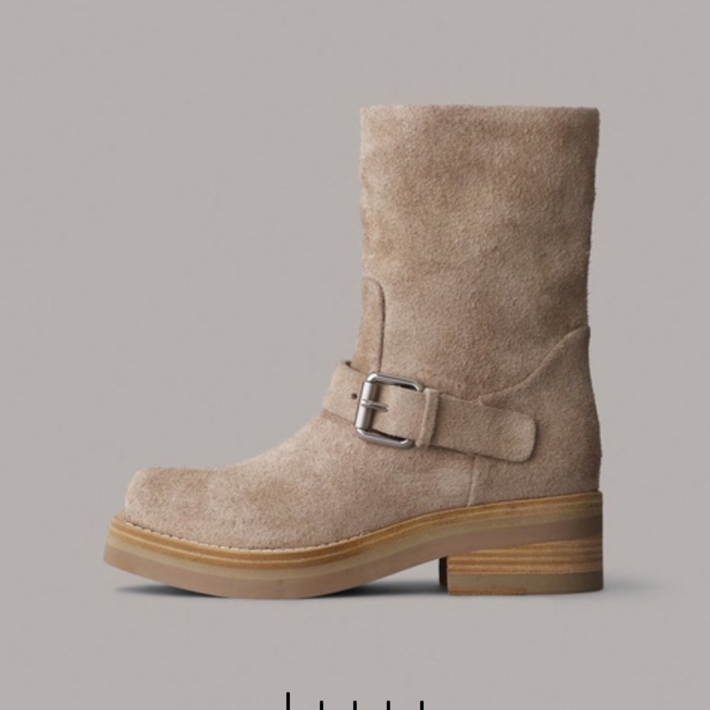 Brand new with box- Rag and Bone Jax Moto style boots. Warm grey suede